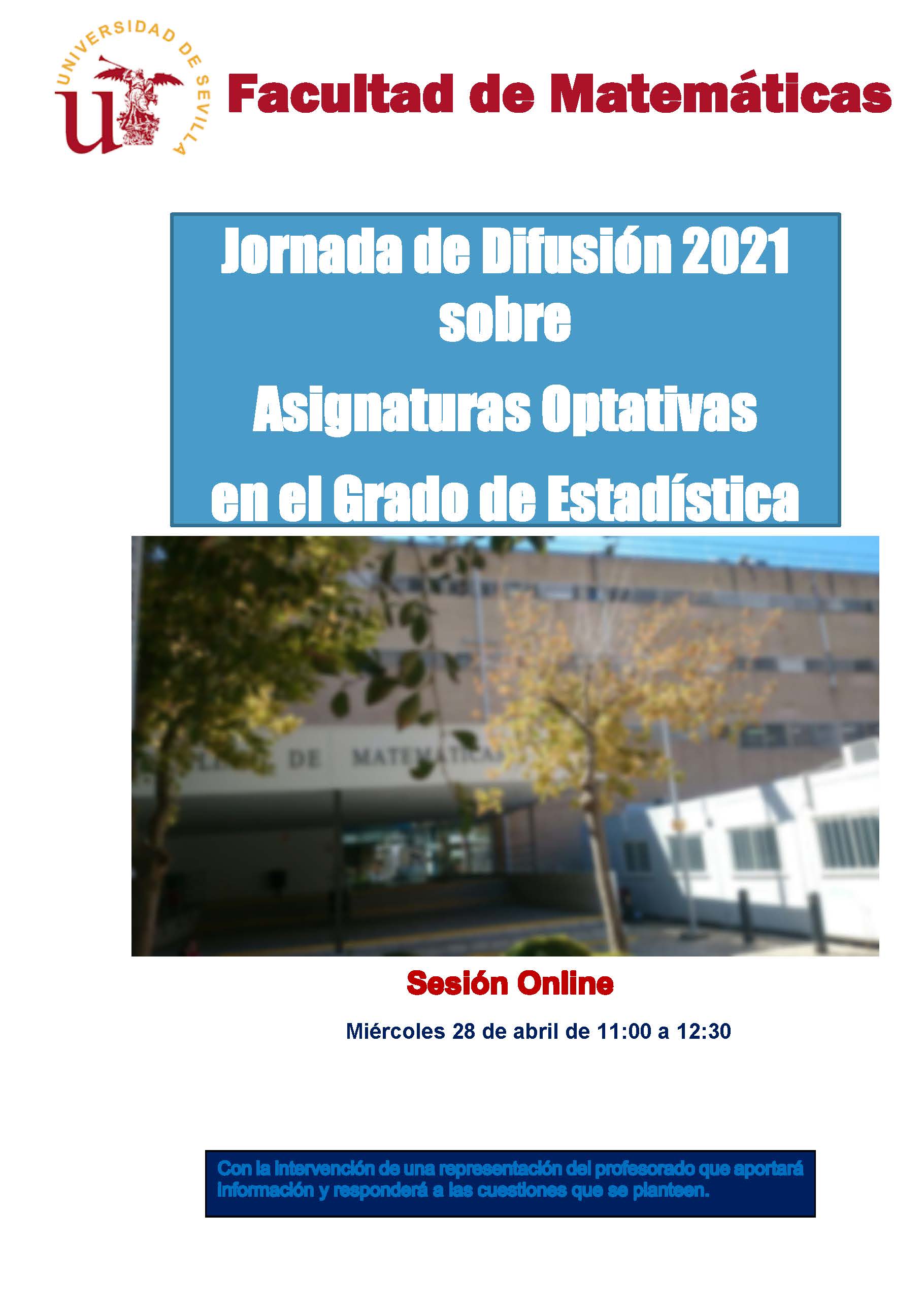 Jornada Difusión Asignaturas Optativas Grado en Estadística